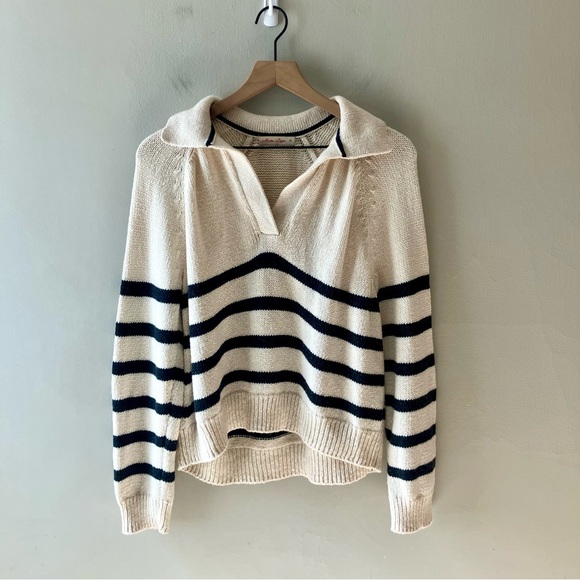 MARINE LAYER Berkeley Sweater Polo in Charcoal Stripe - Picture 4 of 7